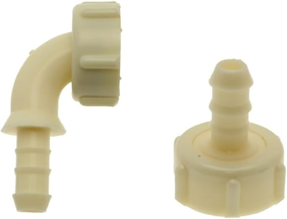 CyberSunrise Washing Machine & Dishwasher Appliance Outlet Hose Connecto Fittings x 2 - Straight Hose Adapter & Angled Hose Adaptor - Both with 3/4