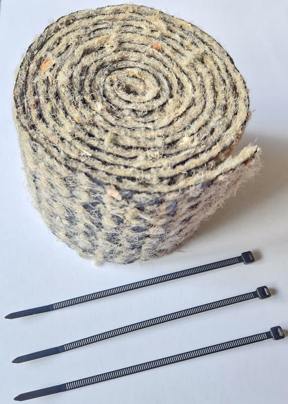Pipe Insulation Natural Woollen Felt Hair - Frost Protection Pipe Wrap Lagging Plus Cable Ties