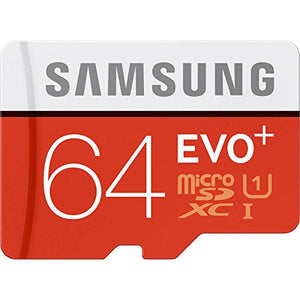 Samsung Micro SD EVO+ Flash Memory 64 GB MicroSDHC Class 10 UHS  Flash Memory (64 GB, MicroSDHC, Class 10, UHS, 80 MB/s, Black, White)